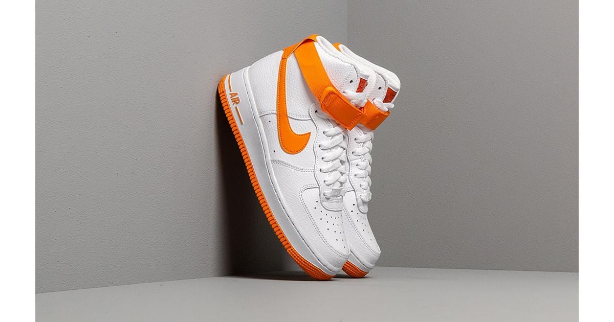 white and orange high top air force 1