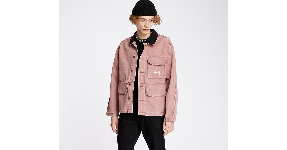 Stussy Washed Chore Jacket Rose in Pink for Men | Lyst