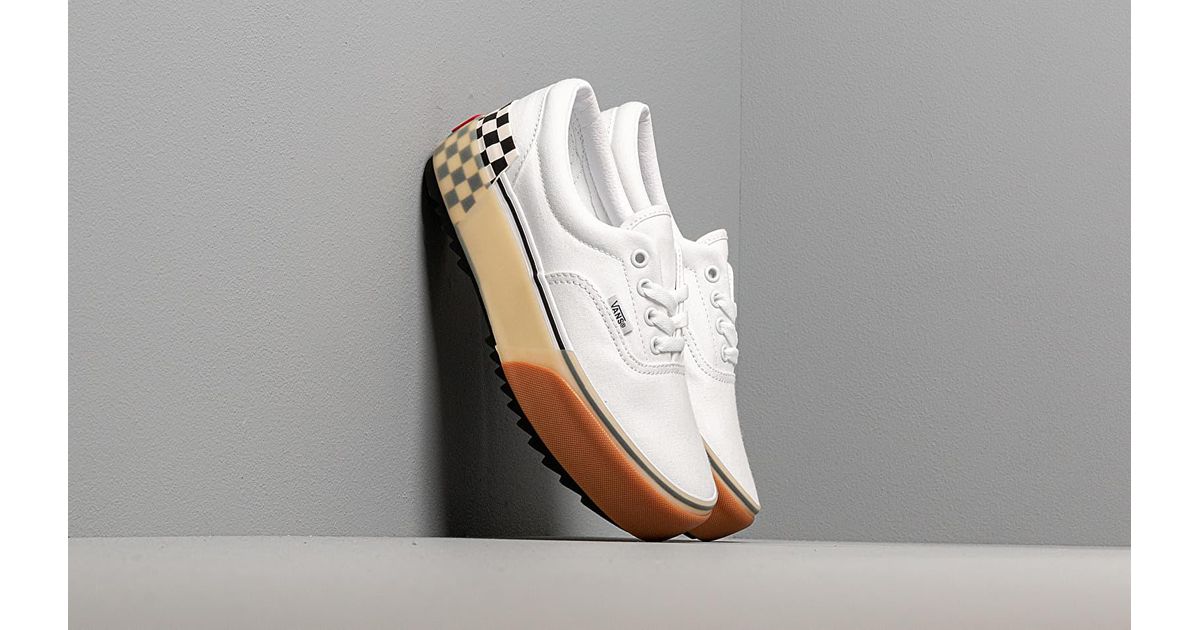 vans era stacked white checkerboard