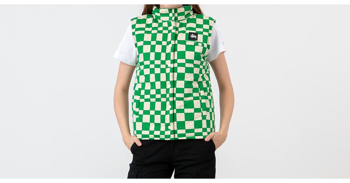 Stussy Sabi Checker Puff Vest Green - Lyst