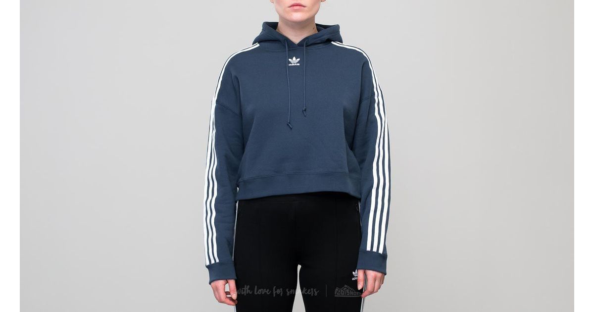 adidas cropped hoodie mineral blue