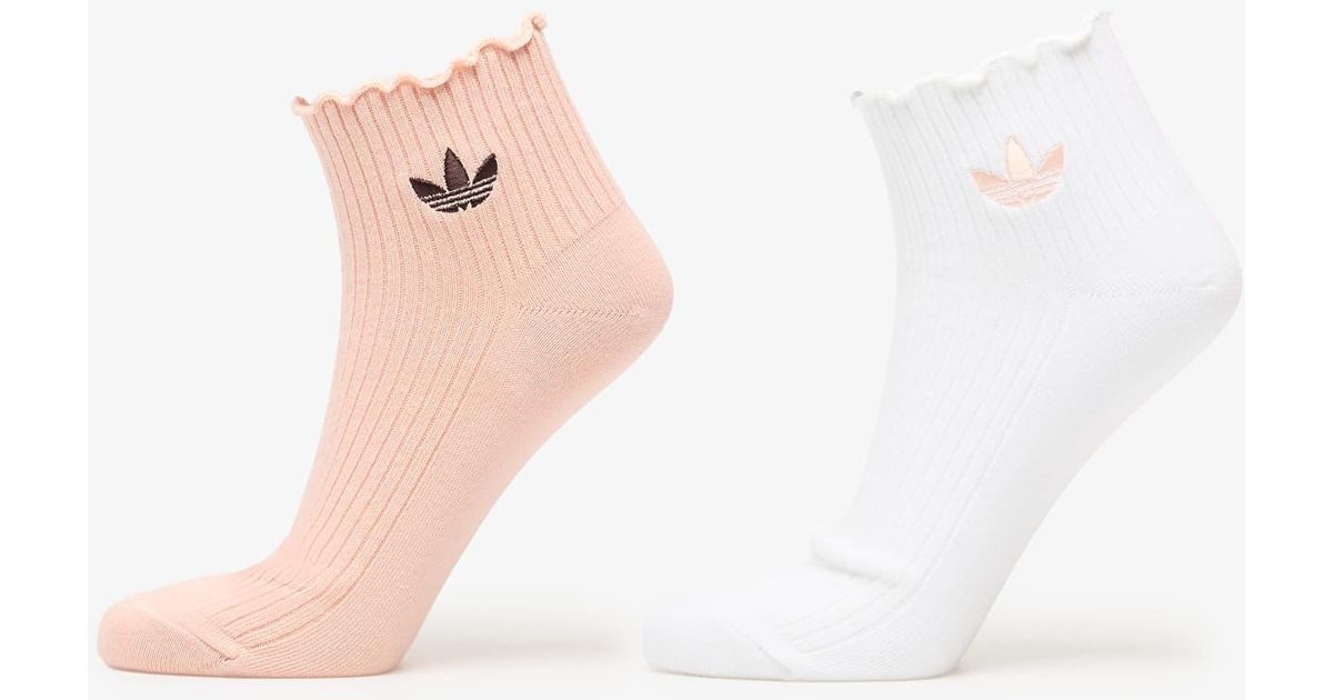 Pink Addidas Ruffles adidas Originals Adidas Ruffle Quarter Socks Blush in Pink | Lyst