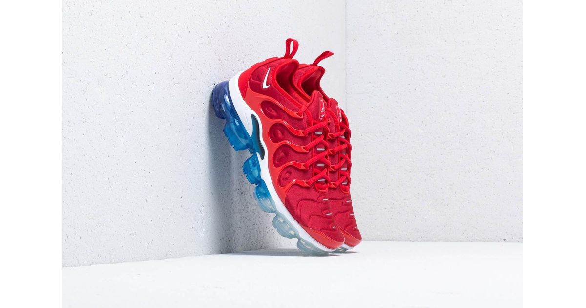 vapormax plus white and university red