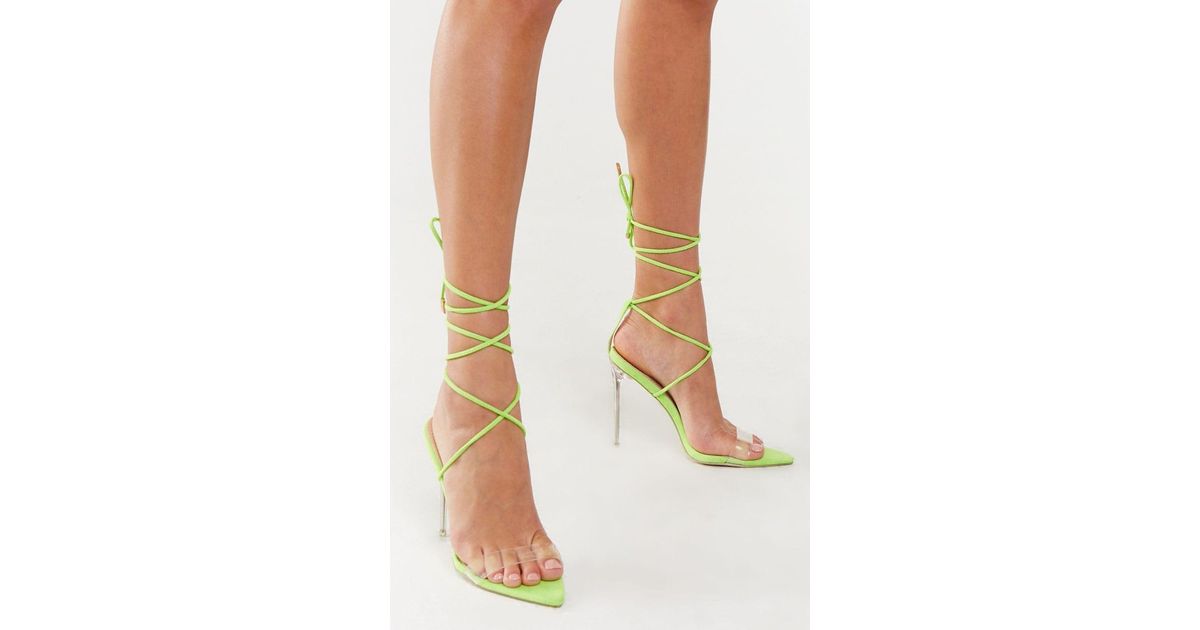 lime green lace up heels