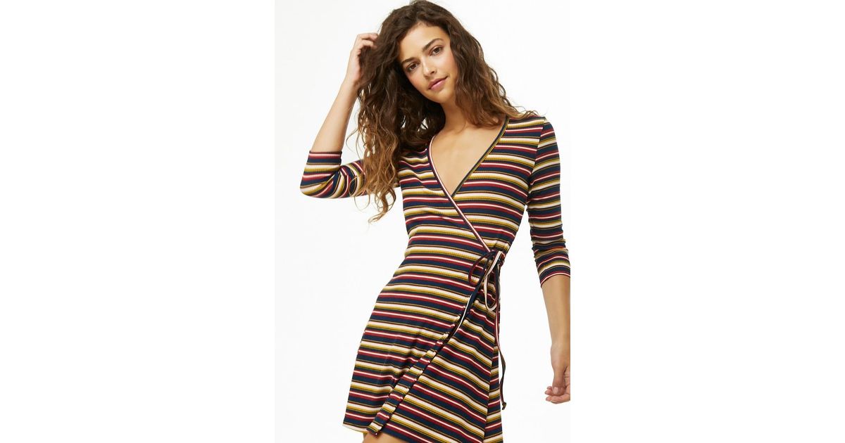 forever 21 striped wrap dress