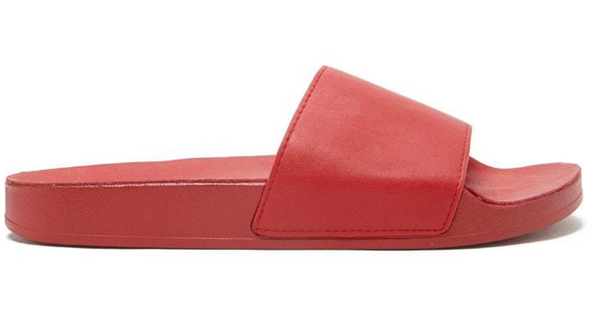 Red leather slides Clearance