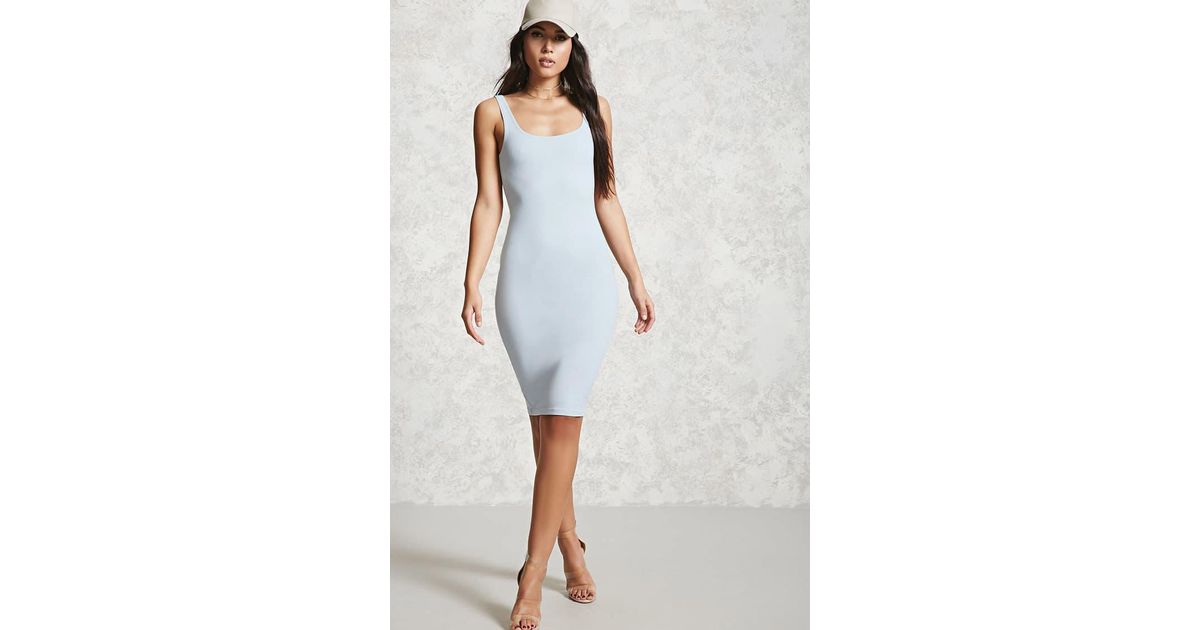 light blue bodycon midi dress