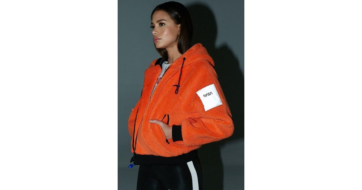 Forever 21 Nasa Hooded Faux Fur Jacket 