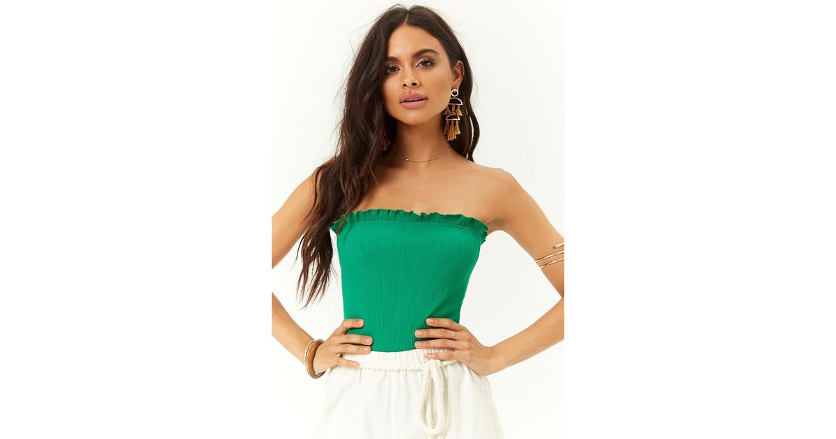green strapless bodysuit
