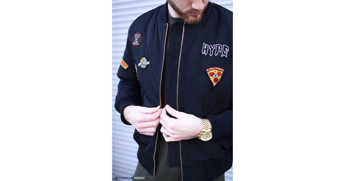Forever 21 Synthetic Hype Patch Bomber Jacket In Black White