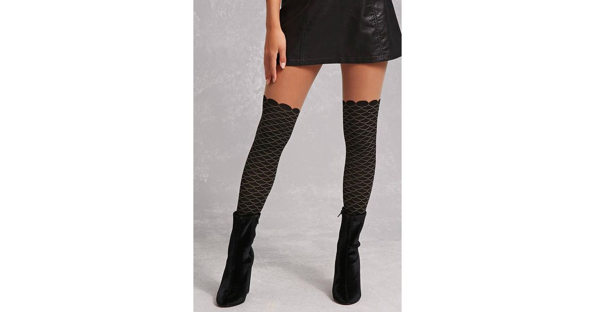 Synthetic Scalloped Illusion Tights 