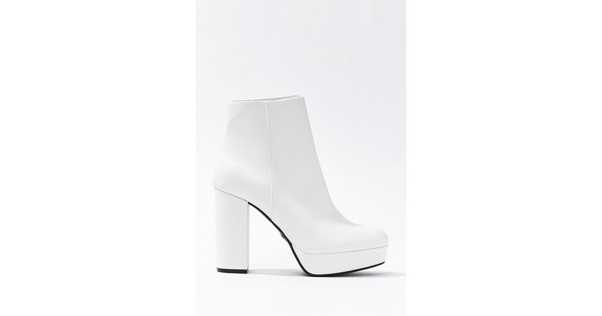 white platform booties