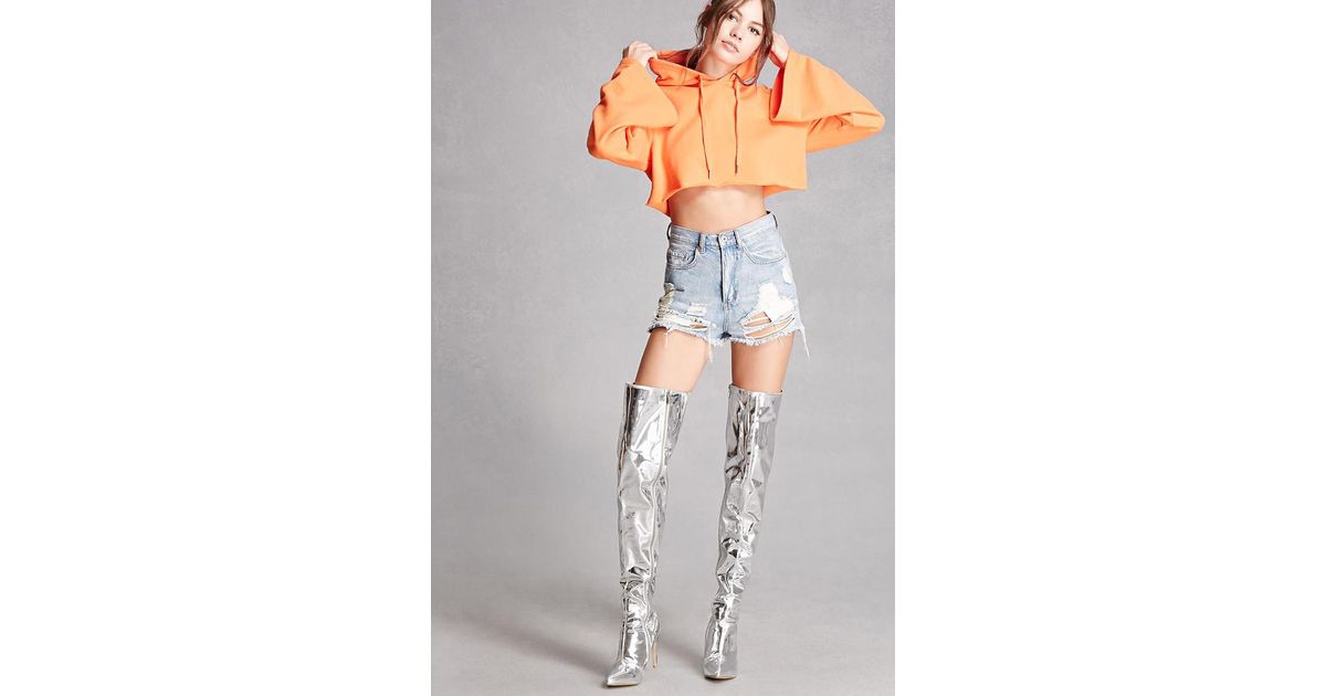 metallic thigh boots