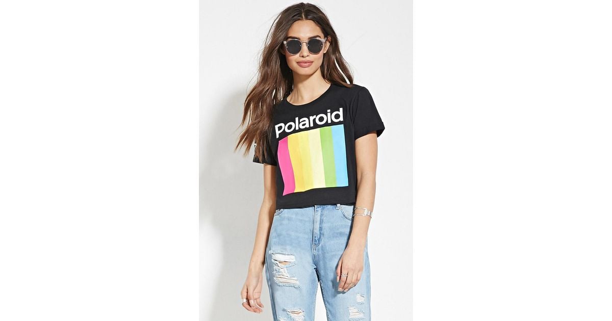 polaroid crop top sweatshirt