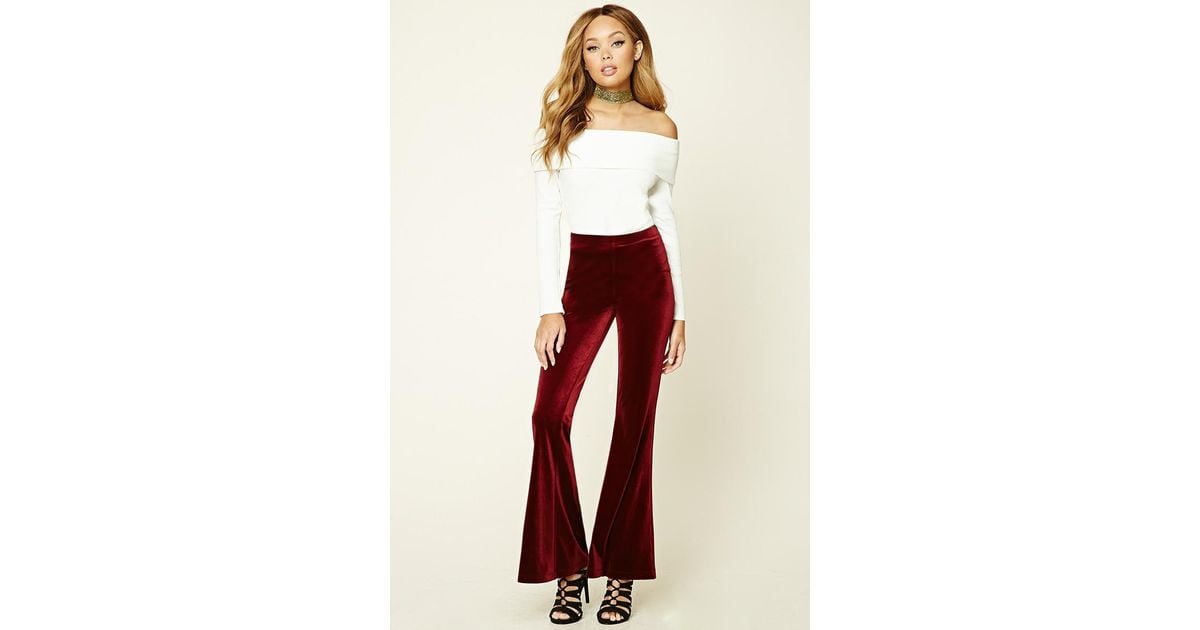 Forever 21 Velvet Flared Pants | Lyst