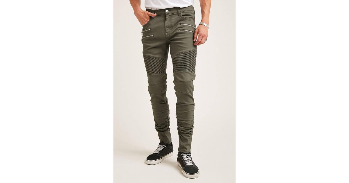 green moto jeans