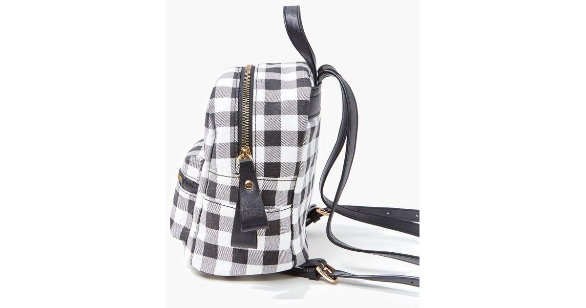 black and white plaid backpack
