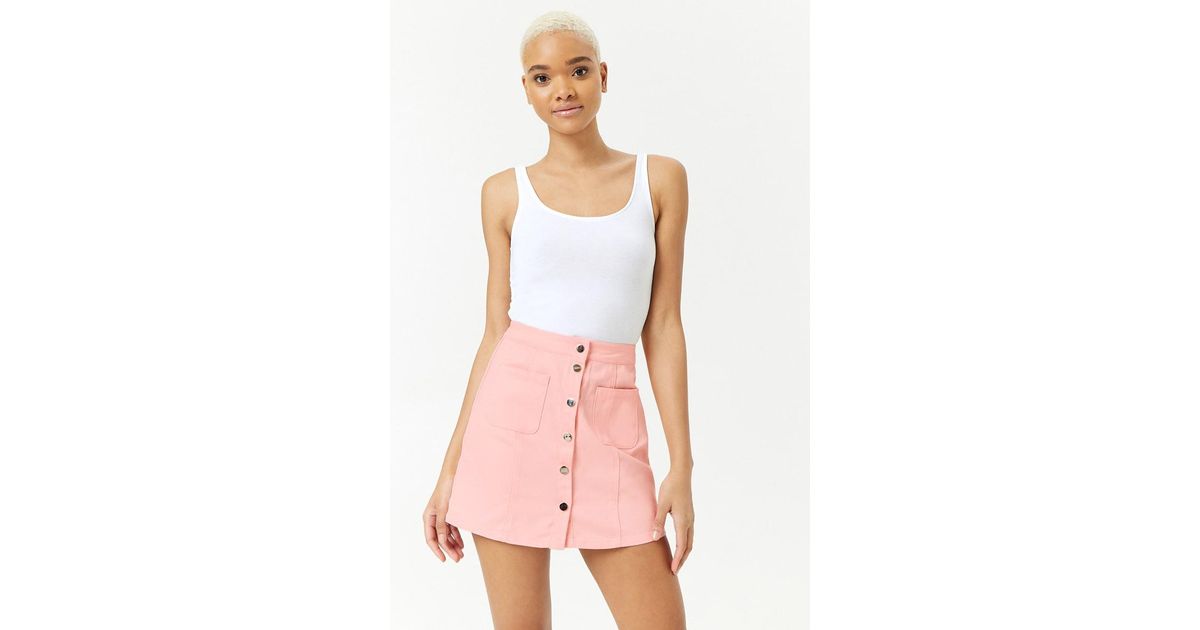 forever 21 pink denim skirt