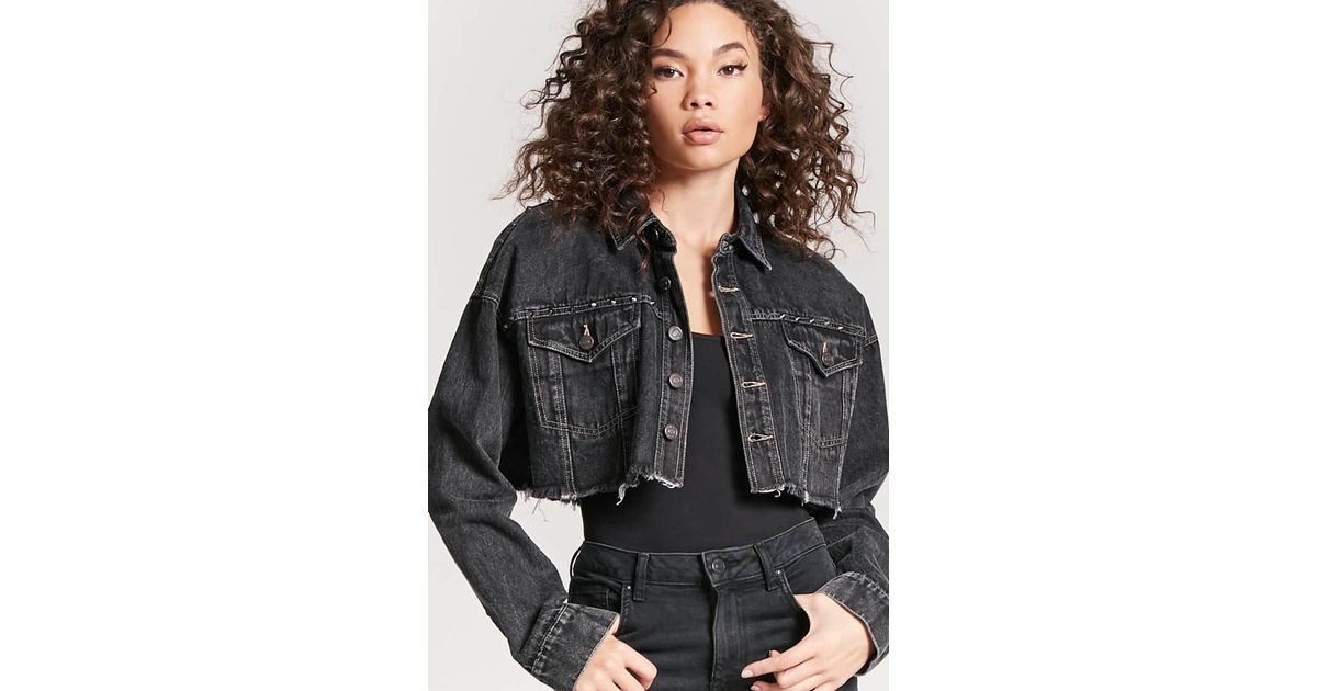 cropped studded denim jacket