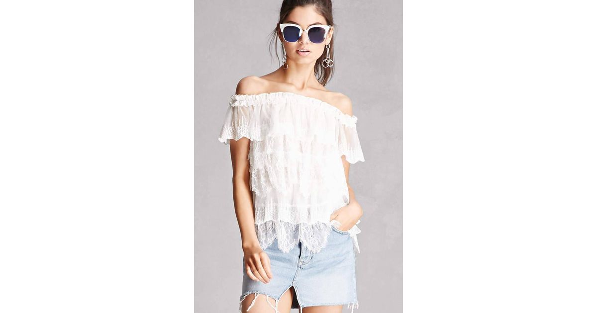white sheer off the shoulder top