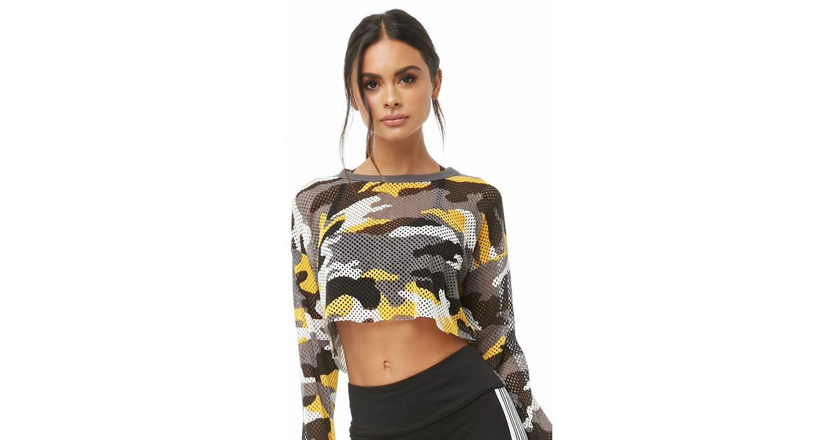 yellow camo crop top