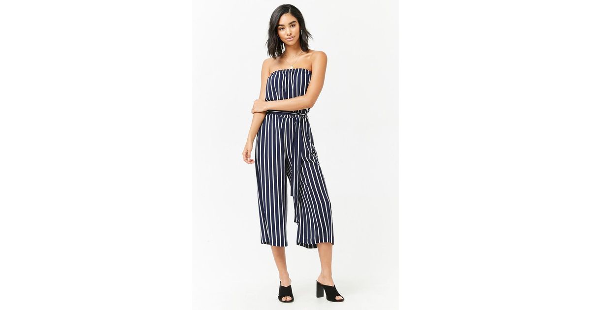 striped capri jumpsuit