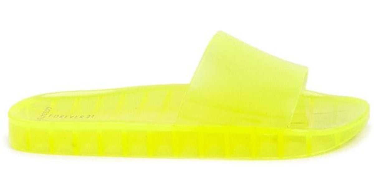 Forever 21 Neon Jelly Slides in Lime 