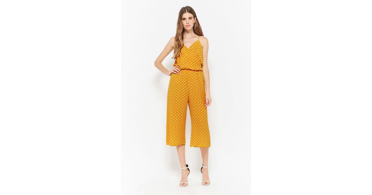 yellow polka dot jumpsuit
