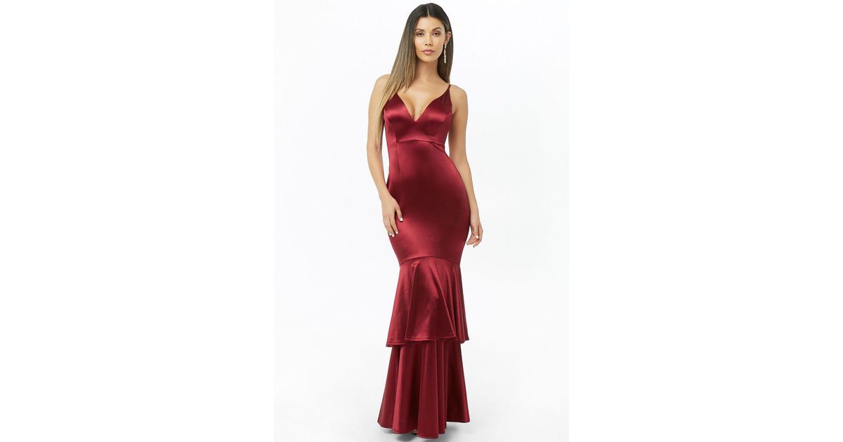 wine satin maxi dress