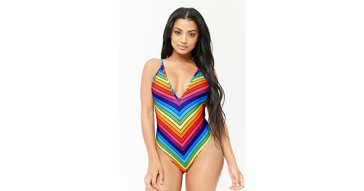 forever 21 rainbow swimsuit