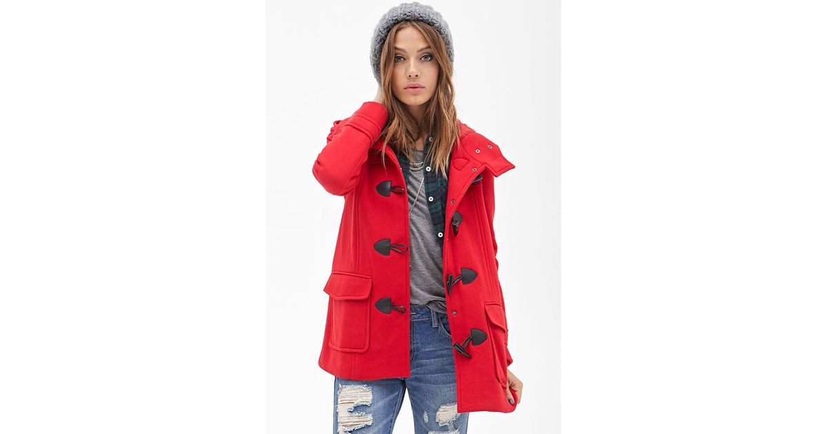 red hooded coat