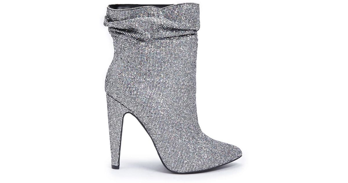 silver glitter slouch boots