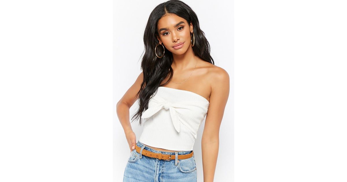 white ribbed tube top