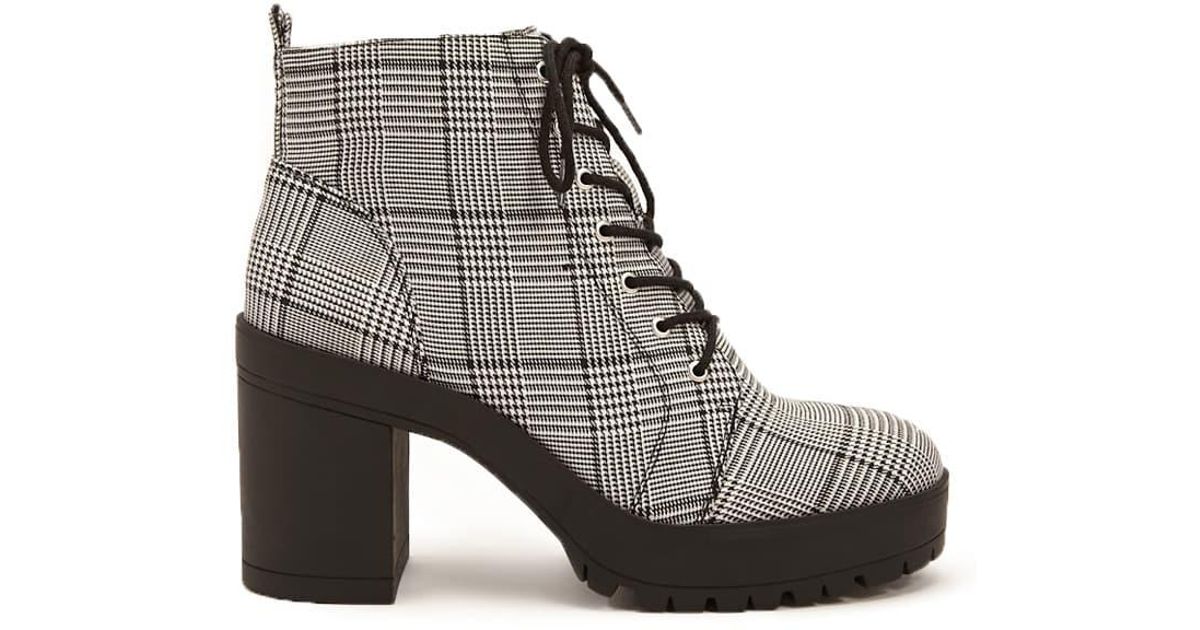 Forever 21 Lace Glen Plaid Booties in 