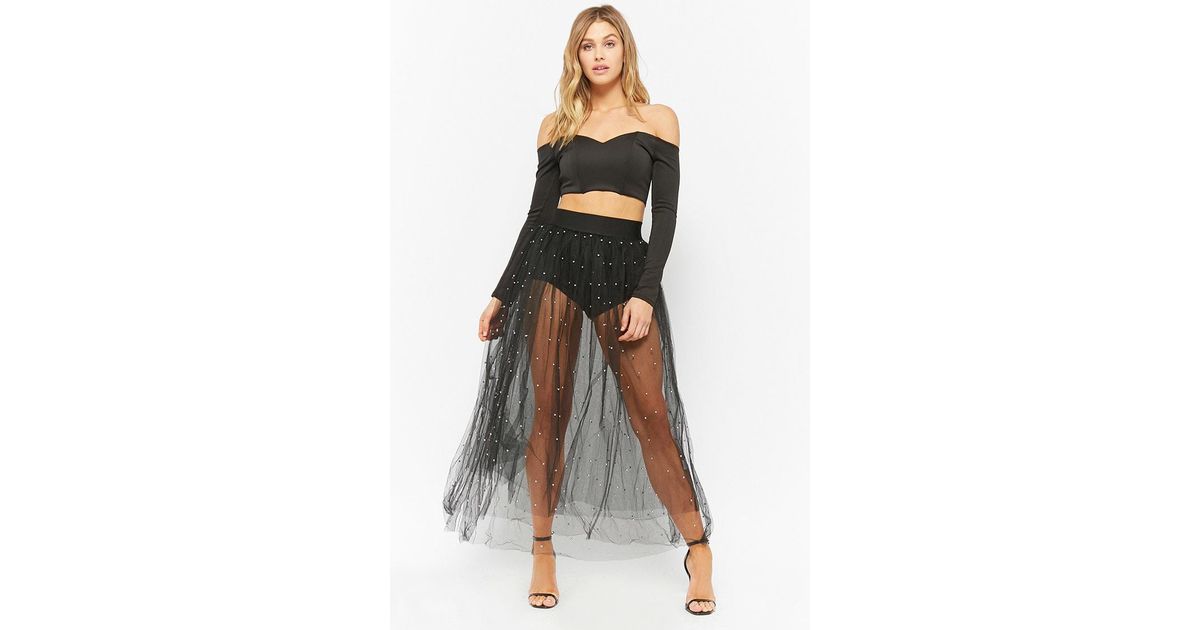 sheer tulle maxi skirt