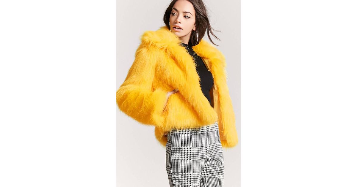yellow fur jacket