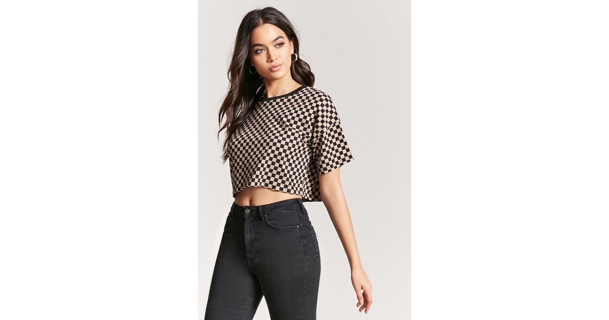 checkered crop top forever 21