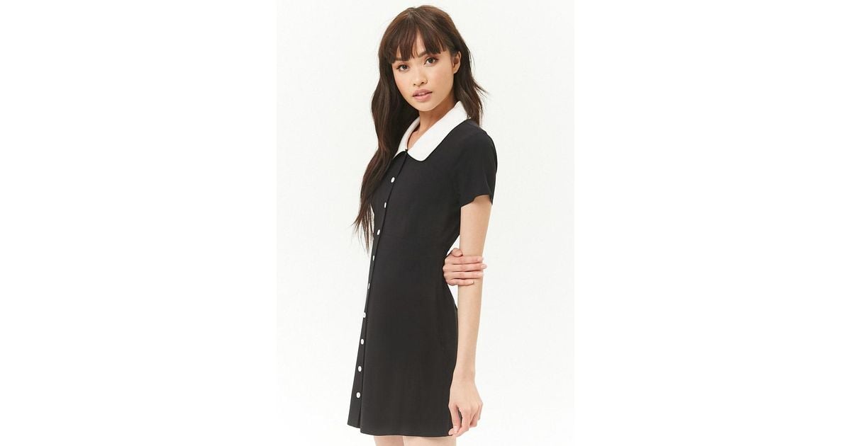 Forever 21 Button-front Contrast Dress in Black/White (Black) - Lyst