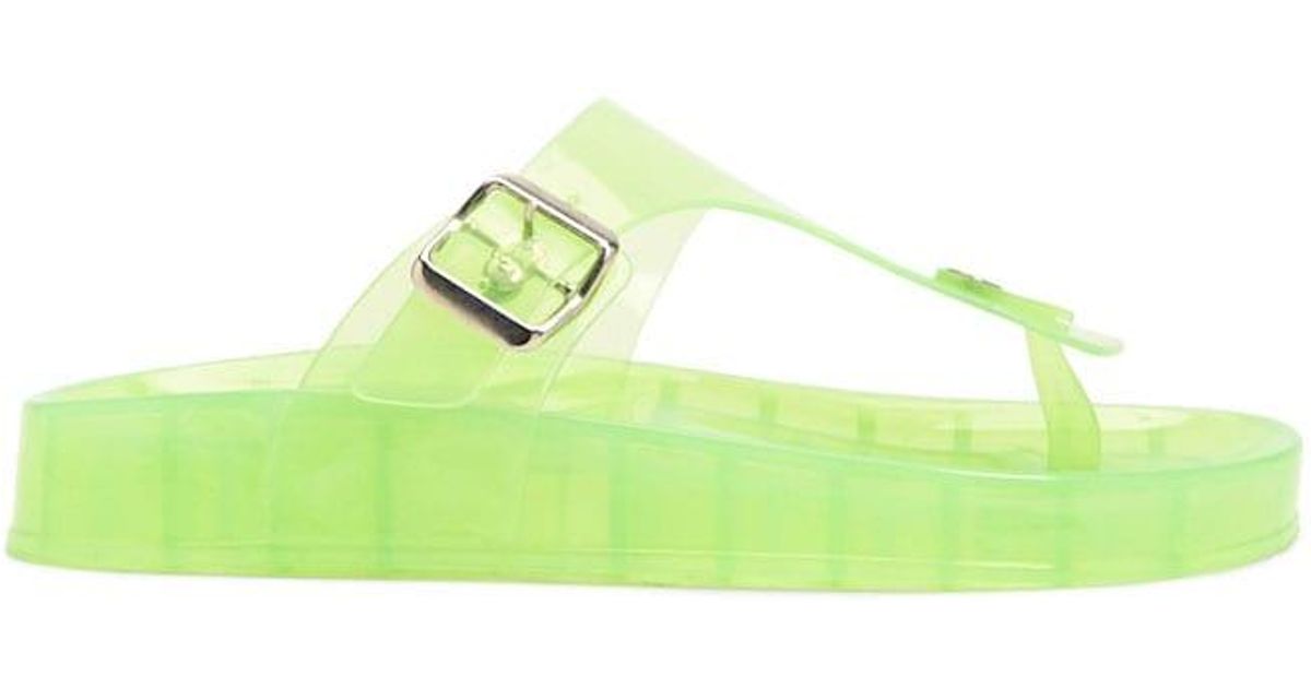 neon green jelly sandals