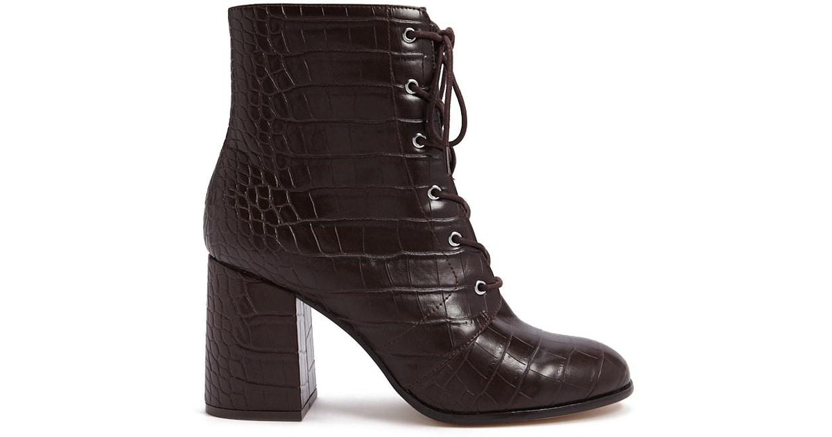 faux croc leather booties