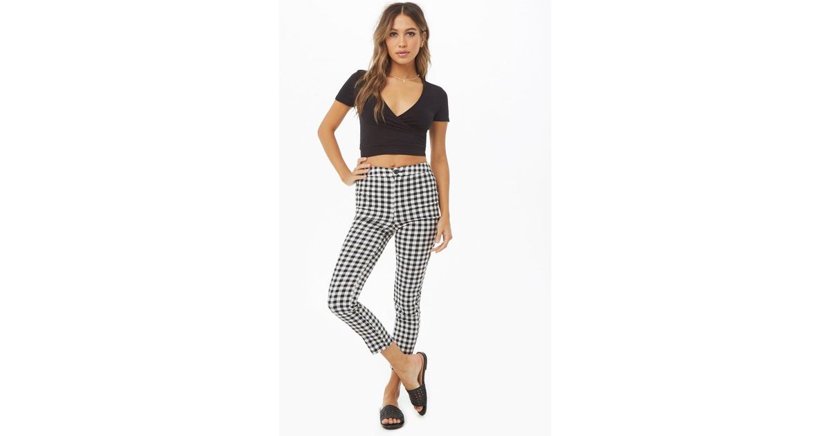 high rise gingham pants