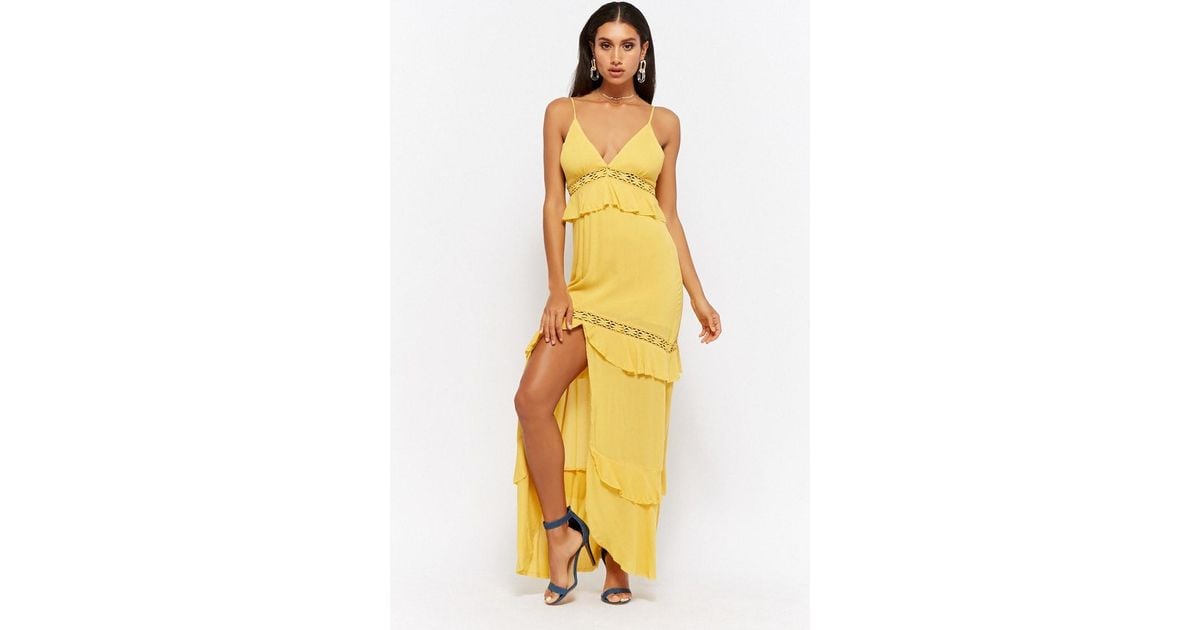 Forever 21 Crochet Panel Maxi Dress Mustard In Yellow Lyst