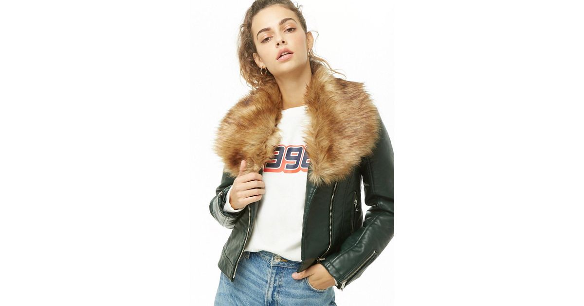 fur trim moto jacket