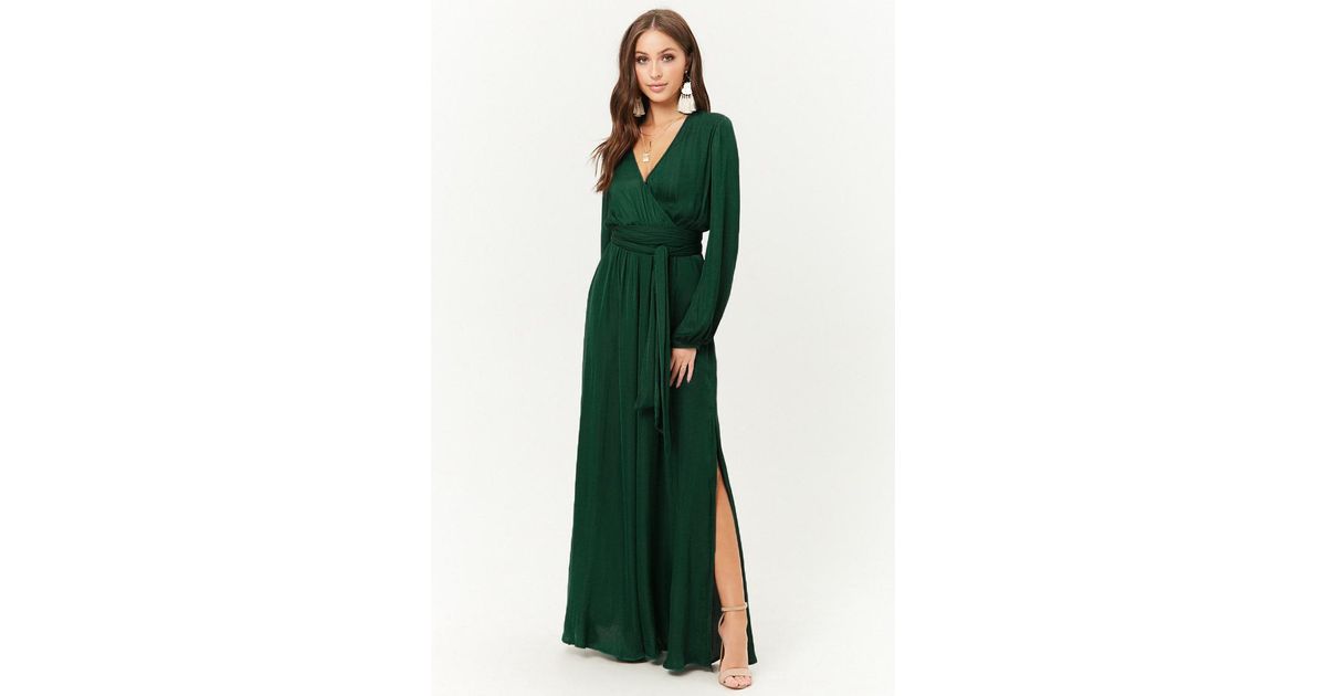 belted surplice maxi dress