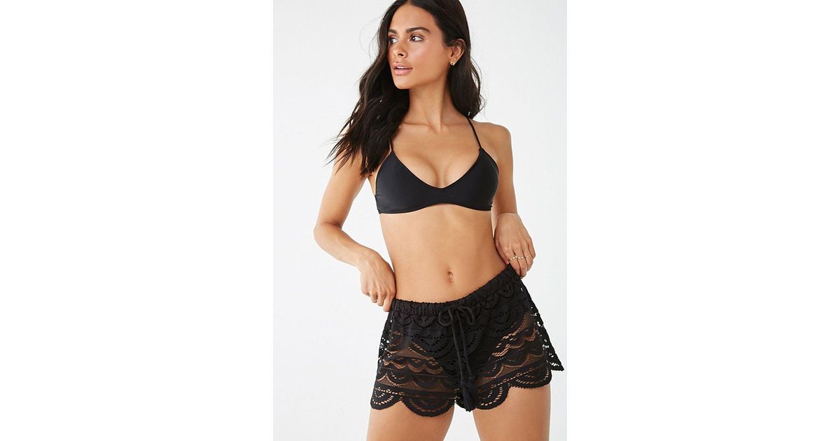 lace swim shorts cover up