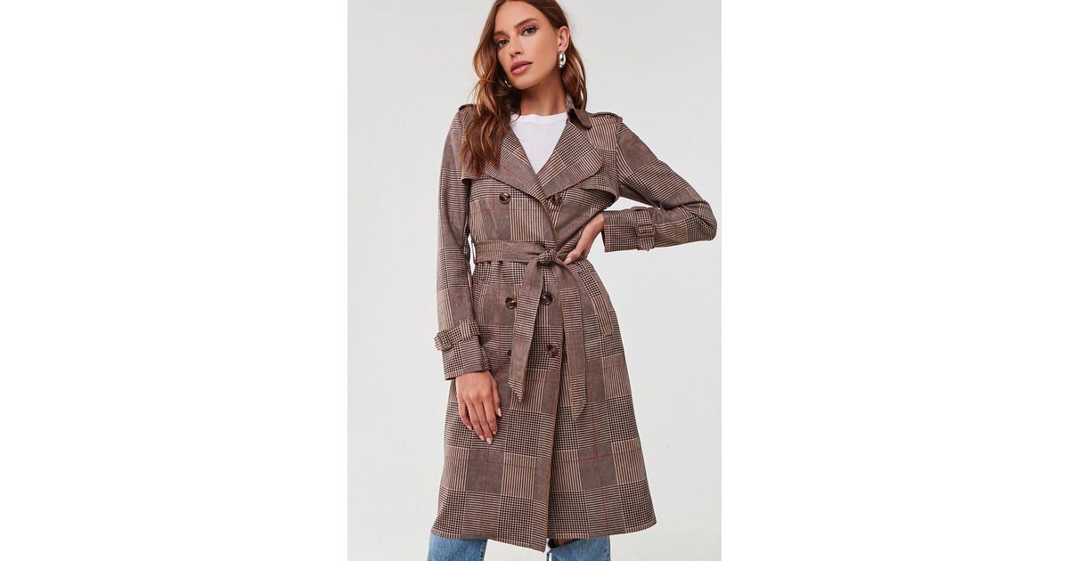 glen plaid trench coat