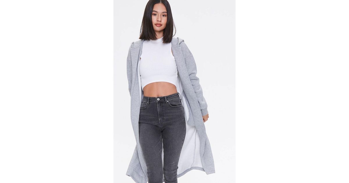 fleece hooded duster jacket