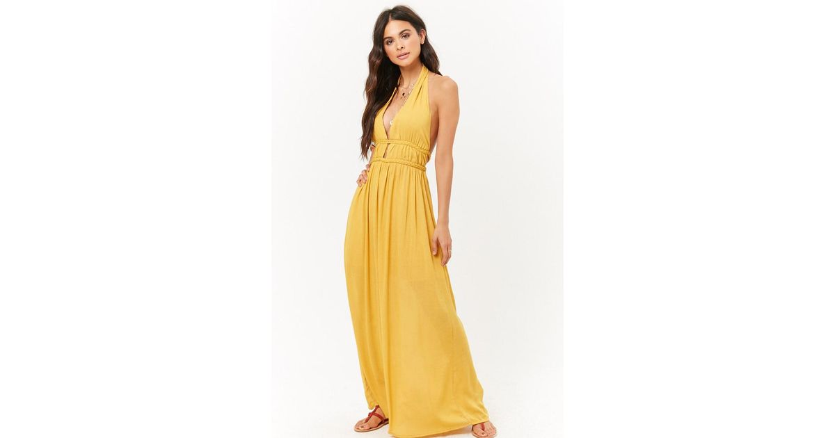 yellow halter maxi dress