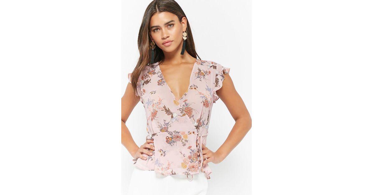 forever 21 floral wrap top