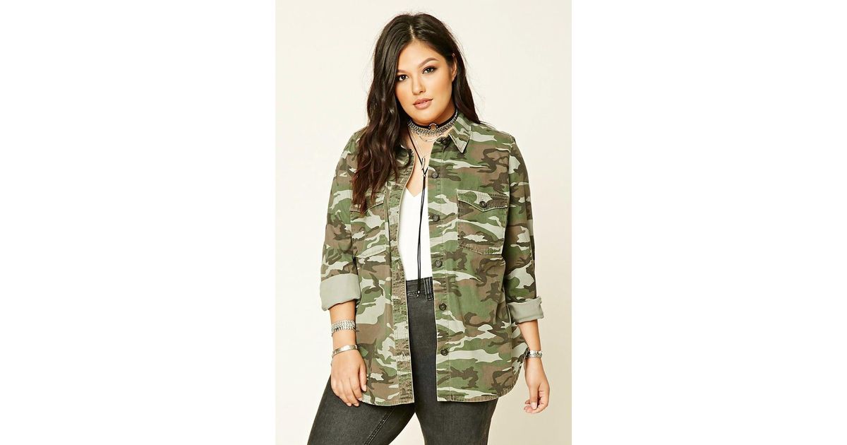 plus size camo jacket with hood